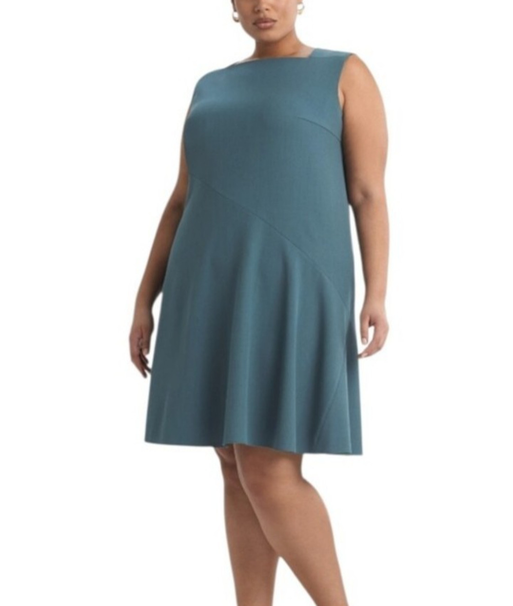 MM Lafleur Pauline A Line Square Neck Career Dress in Sea Glass Size 2X New